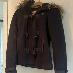 Abercrombie & Fitch Navy Jacket with Fur Hood